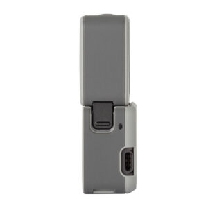 SmallRig-3627-5 Sivukuva SmallRig 3627 Magnetic Case for DJI Action 2 (harmaa) - pienikokoinen, suorakulmainen elektroninen lisävaruste, jossa on sarana keskellä ja USB-portti alaosassa.