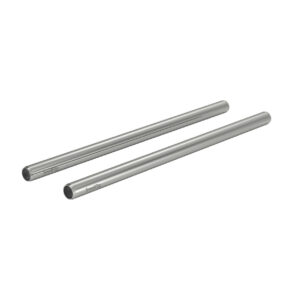 SmallRig-3682-1 Two cylindrical silver rods marked "SmallRig" rest side by side on a white background. These are SmallRig 3682 15mm stainless steel rods, length 30cm (2 pieces).