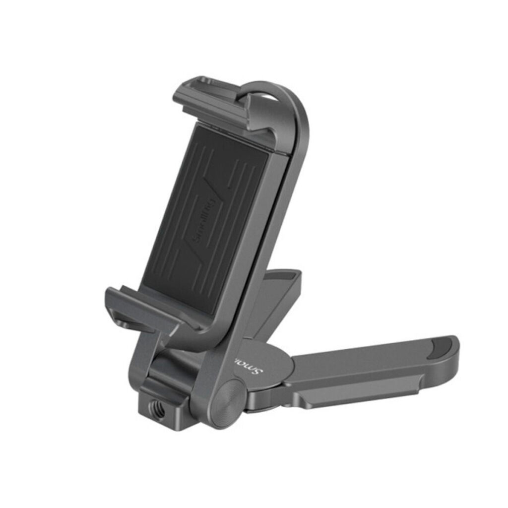 SmallRig-3727 SmallRig 3727 Universal Smartphone Holder Grey on harmaa, säädettävä, kokoontaitettava jalusta, jossa on kehto ja tukeva jalusta, joka pitää älypuhelimen pystyssä eri kulmissa.