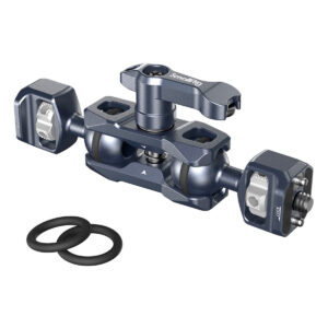 SmallRig-3873-6 SmallRig 3873 Magic Arm with Dual Ball Head (1/4"-20 screws) is a metal camera accessory mount with adjustable arms, tension knobs and two black rubber rings, shown in white on the picture.