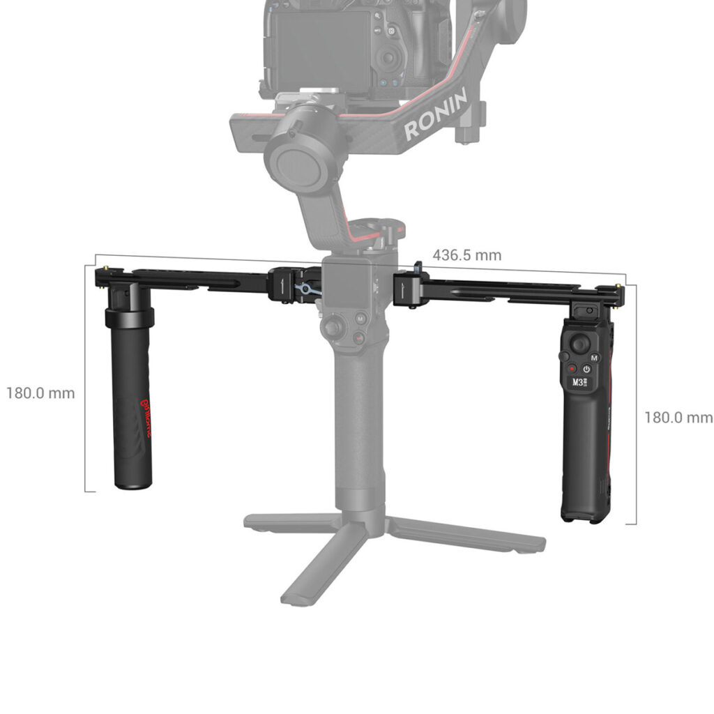 SmallRig-3954-3 SmallRig 3954 Dual Handgrip with Wireless Control for DJI RS Series kiinnitetty kameraan jalustalla.