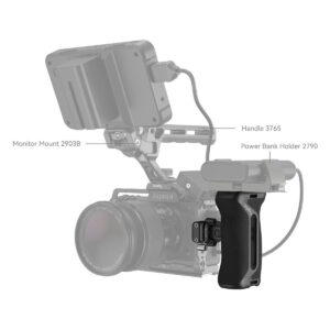 The camera kit includes branded items such as the SmallRig 4017 NATO Side Handle Snap-on Quick Lock, Monitor Mount 2903B and Power Bank Holder 2790. The monitor, camera body, lens and some components are grey in colour.