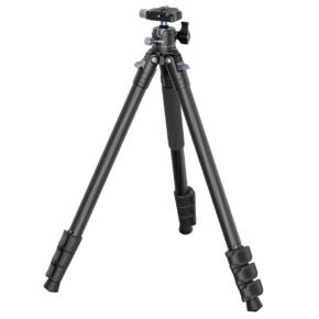SmallRig-4060 The SmallRig 4060 Carbon Fiber Tripod Kit AP-10 includes three adjustable legs, quick-release fasteners, a camera mounting head and a foam grip on one leg for comfortable handling.