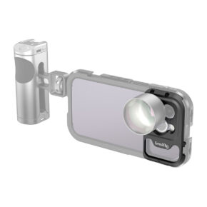 SmallRig-4080 The SmallRig 4080 17mm Threaded Lens Backplate for iPhone 14 Pro Cage is a protective case with a detachable lens and side handle designed to enhance iPhone 14 Pro mobile photography.