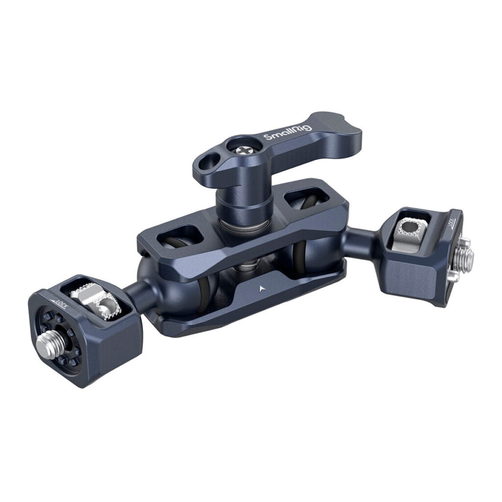 SmallRig-4123 SmallRig 4123 Magic Arm for Sony FX6 / FS5 / FS5II on musta säädettävä kiinnike, jossa on lukitusnupit ja useita kiinnityspisteitä lisävarusteiden kiinnittämiseen kamerarigiin.