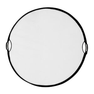 SmallRig-4129-3 SmallRig 4129 Circular Reflector on 80 cm:n kokoontaitettava 5-in-1-heijastin, jossa on mustat reunat ja kaksi kahvaa, kuvassa valkoisella pohjalla.
