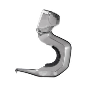 DJI Air 3 Gimbal Protector2 A translucent, curved plastic object with a dark inner edge - the DJI Air 3 Gimbal Protector - acts as protection against a white background.