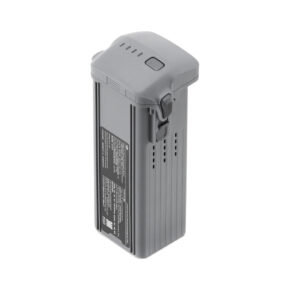 The DJI Intelligent Flight Battery for Air 3 is a grey, rectangular battery with ventilation slots, side clip, white text label and four indicator lights on top.