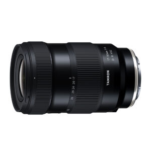 Tamron_17-50_f4_002 Tamron 17-50mm F/4 Di III VXD lens (Sony E), black zoom lens with visible focal length, aperture markings and brand name, shown from the side on a white background.