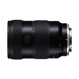 Tamron_17-50_f4_003 The Tamron 17-50mm F/4 Di III VXD lens for Sony E, shown in side profile against a white background, shows a black barrel with visible control rings, buttons and lens markings.