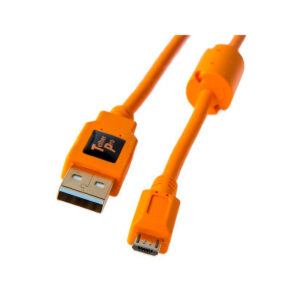 Tether_usb2_micro The Tether Tools TetherPro USB 2.0 Type-A Micro USB cable is 4.6 metres long, has an orange design and the USB-A connector is labelled "Tablet Pro".