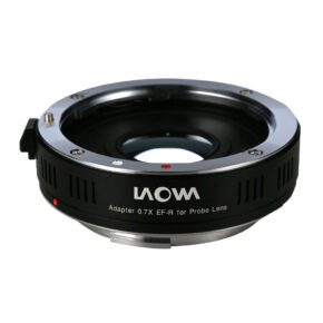 Laowa _0004_Layer 3 Lähikuva Laowan 0,7x Canon EF-RF Focal Reducer -objektiivista, joka on suunniteltu 24mm f/14 Probe-objektiiville.