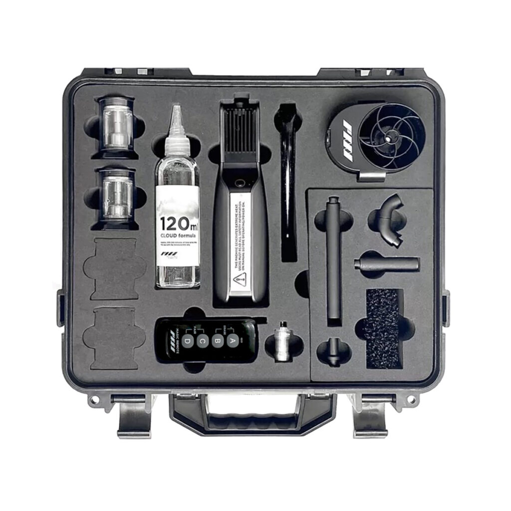 PMI SmokeGENIE - Professional2 PMI SmokeGENIE - Professional is supplied in a black carrying case with custom foam inserts that conveniently organize the main unit, accessories, attachments, bottles, cleaning kit and all essential components.