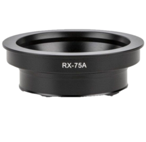 The Sirui RX-75A adapter bowl, a black metal ring-shaped adapter for cameras or optical lenses, is presented on a plain white background.