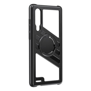 1586155350_791 SmallRig 2430 Pocket Mobile Cage for Huawei P30 on musta, kestävä puhelinkotelo, jossa on geometriset leikkaukset ja keskeinen pyöreä rengaspidike, joka on suunniteltu sopimaan älypuhelimiin, joissa on kaksi takakameraa.