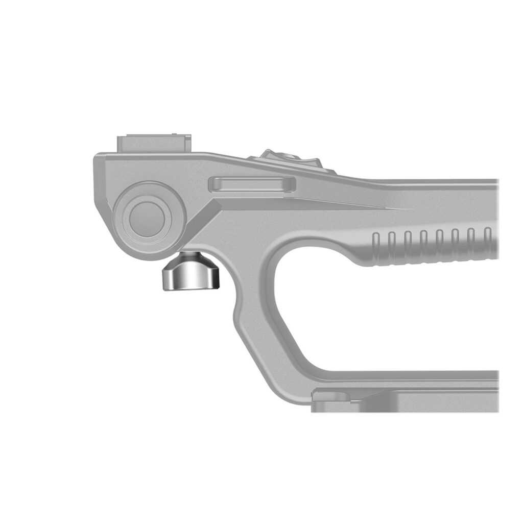 1595338441_577 Lähikuva SmallRig 2844 Top Handle Special Screw for Sony FX9/FS7 & FS7 MK2 -laitteelle, joka on harmaa ja jossa on kahva, laukaisimen kaltainen yksityiskohta ja lieriömäinen kiinnitys alla, jossa on mekaaninen työkalun kaltainen muotoilu.