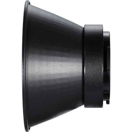 1617361769_600 Godox Focus Reflector Disc Video Light ML60 RFT-23 on musta, kartiomainen, mattaheijastin, jossa on hieman kuvioitu viimeistely, kuvattuna sivulta valkoista taustaa vasten.