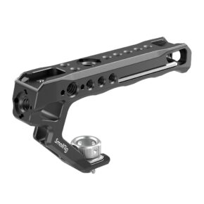 1641981904_923 The SmallRig 2165C ARRI Locating Handle is a black metal camera handle with several threaded holes for attaching accessories.
