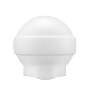1644492615_353 Valkoinen, pyöreä, kupolimainen Godox Silicone Softbox AK-R22, jossa on kaistale keskellä ja litteä pohja, jossa on neljä pientä harjaa, valkoista taustaa vasten.