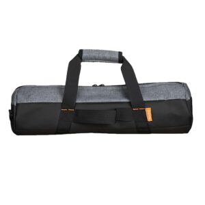 1667991399_501 Godox CB 52 Carry Bag for S60/S60Bi Light Stand -valaisinjalustalle on suorakulmainen, mustan ja harmaan värinen laukku, jossa on kahva, vetoketjukiinnitys ja oranssi merkki sivulla.