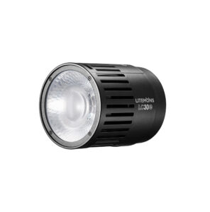 1669899520_847 Musta, sylinterimäinen Godox Litemons LED LC30Bi -pöytävalaisin, jossa on kuvioitu heijastin ja sivussa tuuletusaukot, myydään yksittäisenä valosarjana.