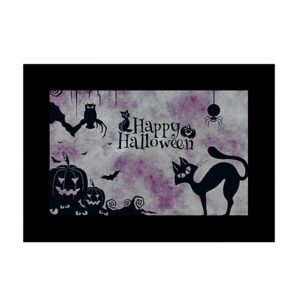 1672223553_293 Godox Slide Filter AK-S02 (10 kpl) on Halloween-aiheinen muotoilu, jossa on Happy Halloween -teksti, musta kissa, lepakoita, jätkälyhtyjä, hämähäkkejä ja violetti pilvinen tausta karmivan juhlavaikutelman aikaansaamiseksi.
