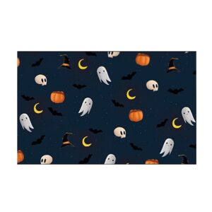 1672223554_234 Godox Slide Filter AK-S02 (10 kpl) sisältää halloween-aiheisen kuvion tummansinisellä värillä, jossa on leikkisiä haamuja, kurpitsoja, pääkalloja, noitahattuja, mustia lepakoita ja keltaisia kuunsirppiä.