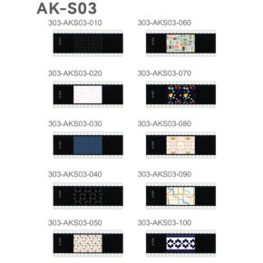 1672224457_201 Kymmenen Godox Slide Filter AK-S03 -liuskaa, joissa jokaisessa on ainutlaatuinen muotoilu ja joiden merkinnät ovat 303-AKS03-010 - 303-AKS03-100, ovat esillä kahdessa sarakkeessa.