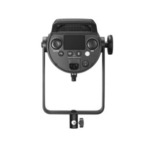 1687514030_415 Godox SL150IIIBI LED-videovalaisin-LED-valo -valaisimen takanäkymässä on säätöpainikkeet, näyttö, säätönupit ja kiinnitysteline, jotka on eristetty valkoiselle taustalle.