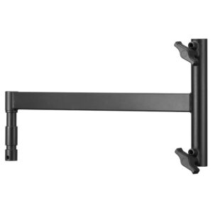 Godox HJ02 Bracket for Two light P600Bi Hard on musta säädettävä metallinen seinäkiinnitysvarsi, jossa on kaksi kiristysnuppia ja vaakasuora tukitanko.