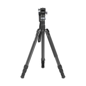 1695713479_131 SmallRig 4319 FreeBlazer Aluminum Alloy Video Tripod CT190 on musta, kolmijalkainen kolmijalkainen jalusta, jossa on säädettävät jalat, vaahtomuovikahva toisessa jalassa ja kameran kiinnitysteline, kuvassa valkoisella pohjalla.