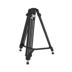 1695734130_550 SmallRig 4164 FreeBlazer Heavy Duty Aluminum Alloy Tripod AD 80, musta, on varustettu säädettävillä jaloilla ja kumijaloilla, ja kuvassa se seisoo pystyssä valkoisella pohjalla.