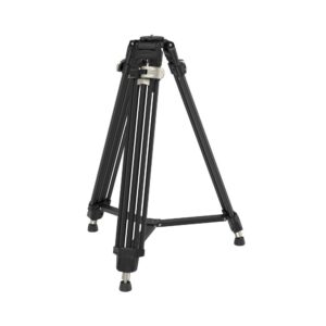 1695734130_550 SmallRig 4164 FreeBlazer Heavy Duty Aluminum Alloy Tripod AD 80, musta, on varustettu säädettävillä jaloilla ja kumijaloilla, ja kuvassa se seisoo pystyssä valkoisella pohjalla.