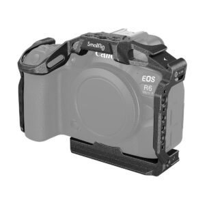 1698152192_871 SmallRig 4161 Black Mamba -kamerahäkki Canon EOS R6 Mark II -kameralle kiinnitetään kameraan, mikä tarjoaa lisää kiinnityspisteitä ja suojaa, mutta kaikki säätimet pysyvät saatavilla.