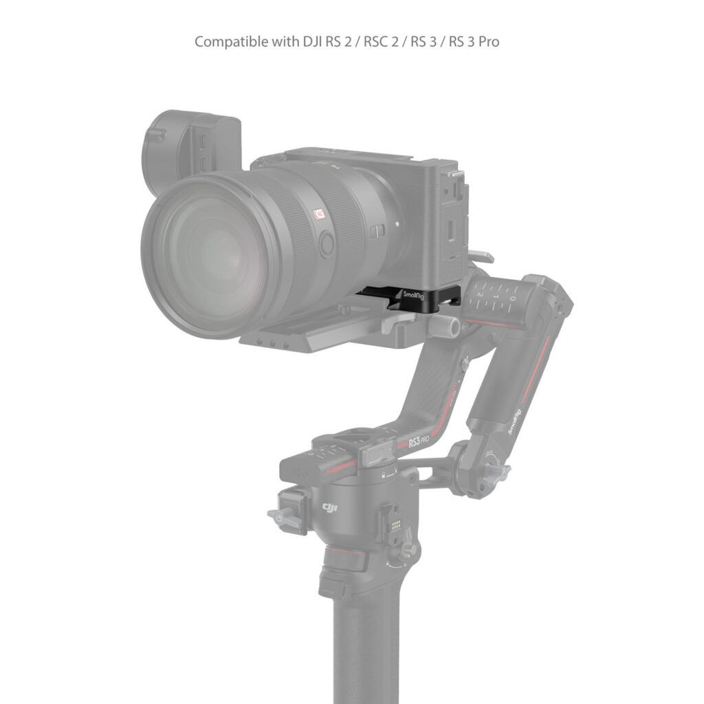 1698220147_408 SmallRig 4314 -peruslevy Sony ZV E1:lle asennettuna DJI RS 3 -gimbaliin, jossa on merkintä yhteensopivuudesta DJI RS 2, RSC 2, RS 3 ja RS 3 Pro -mallien kanssa.