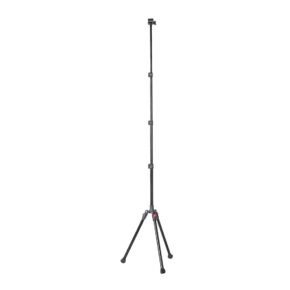 1706522467_208 SmallRig 4363 Reverse Folding Live Streaming Stand Kit Encore PT 30 on korkea, musta kolmijalkainen ja korkeussäädettävä kolmijalkainen jalusta, joka on kuvattu täysin ulosvedettynä valkoista taustaa vasten.