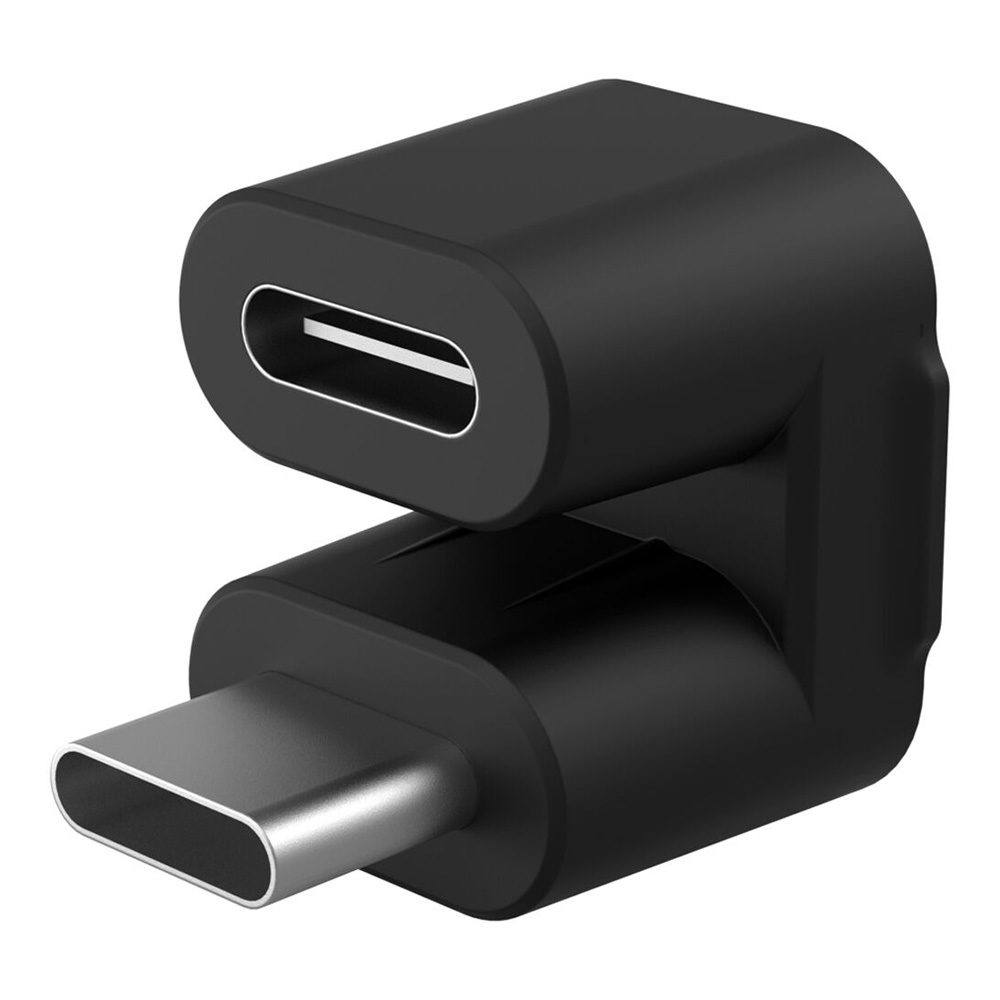 1707310899_412 The SmallRig 4406 Type C - Type C audio signal adapter is a black, rectangular adapter with USB-C male and female connectors that change the orientation of the cable connections.