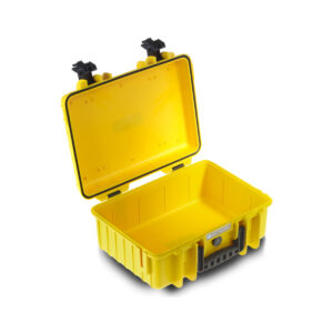 4000Y2 The B&W Type 4000 hard camera case (with status system), yellow, is a bright yellow hard plastic protective case with reinforced edges, black latches on the lid and a front handle. The case opens to reveal an empty interior.