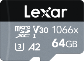 Lexar microSDHC SILVER 1066x UHS-I/U1/A2 R160/W70 (V30) 64GB Kameratarvikkeet