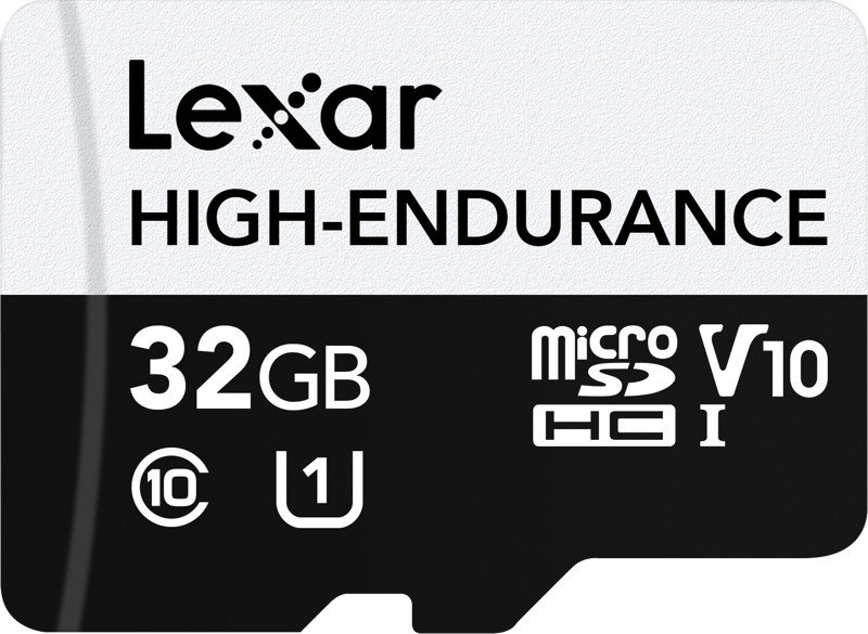 800q-01_115322 Lexar microSDXC High-Endurance UHS-I/U3/10 R100/W35 (V30) 32GB -muistikortti, jossa on korkea nopeus ja kestävyys V30, U3, Class 10 -luokituksilla luotettavuuden ja suorituskyvyn varmistamiseksi.