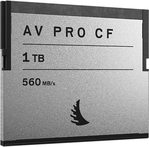 800q-01_117675 ANGELBIRD CF CF CFAST PRO 1 TB on hopeanvärinen muistikortti, jonka kapasiteetti on 1 TB, nopeus 560 MB/s ja musta logo keskellä pohjassa.