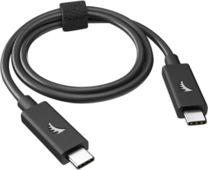 800q-01_117735 ANGELBIRD USB 3.2 -kaapeli C-C (50 cm) on musta kierretty kaapeli, jossa on pieni tarranauha ja siipimäinen logo kummassakin liittimessä.