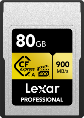 Lexar CFexpress Pro Gold R900/W800 – VPG400 Type-A 80GB CFExpress muistikortit