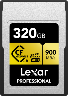 Lexar CFexpress Pro Gold R900/W800 – VPG400 Type-A 320GB CFExpress muistikortit