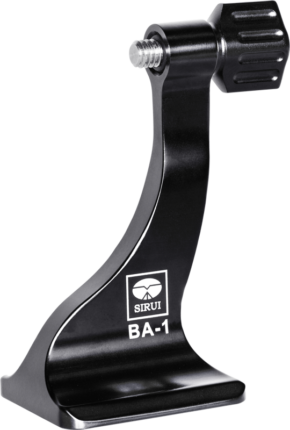 The Sirui Binocular Tripod Adapter BA-1 is a black camera mount with a screw knob on the top for attaching accessories, with the SIRUI logo and BA-1 model number printed on the side.