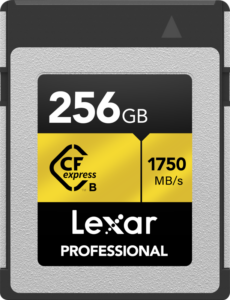 800q-01_123956 Lexar CFexpress Pro Gold R1750/W1500 256GB -muistikortti tarjoaa 256 Gt:n kapasiteetin ja jopa 1750 MB/s lukunopeuden hopean, mustan ja keltaisen värisessä ulkoasussa.