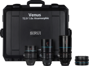 800q-01_125054 Sirui Anamorphic Venus 3x Lens + Adapter Kit (35/75/150mm), jossa on 1.25x adapteri ja merkitty kova kotelo Z-Mount-kiinnikkeelle, näkyy valkoisella pohjalla.