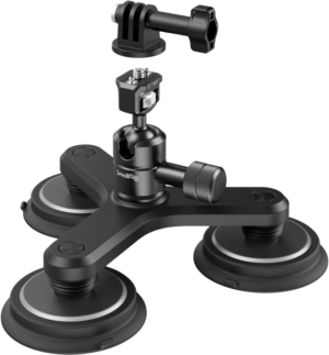 800q-01_127287 SmallRig 4468 Triple Magnetic Suction Cup Mounting Support Kit for Action Cameras -kiinnityssarjassa on säädettävät varret ja ruuvikiinnitys, joiden avulla voit kiinnittää kamerat tai lisävarusteet turvallisesti tasaisille pinnoille.
