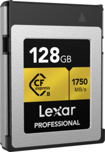 800q-02_123955 Lexar CFexpress Pro Gold R1900/W1500 128GB -muistikortti tarjoaa nopeat, jopa 1900 MB/s nopeudet ja tyylikkään hopean ja kullan värisen muotoilun.