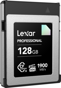 800q-03_120862 Lexar CFexpress Pro Diamond R1900/W1700 (VPG400) 128GB -muistikortti tarjoaa 128GB tallennustilaa, jopa 1900 MB/s lukunopeuden ja tyylikkään musta-hopea muotoilun.